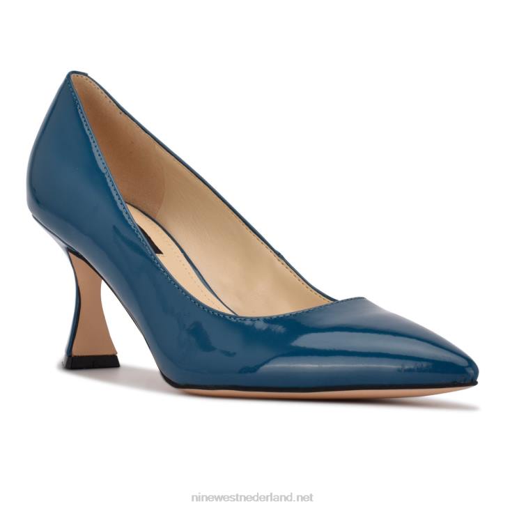 werken in pumps met puntige neus Nine West 62LB954 blauwgroen patent