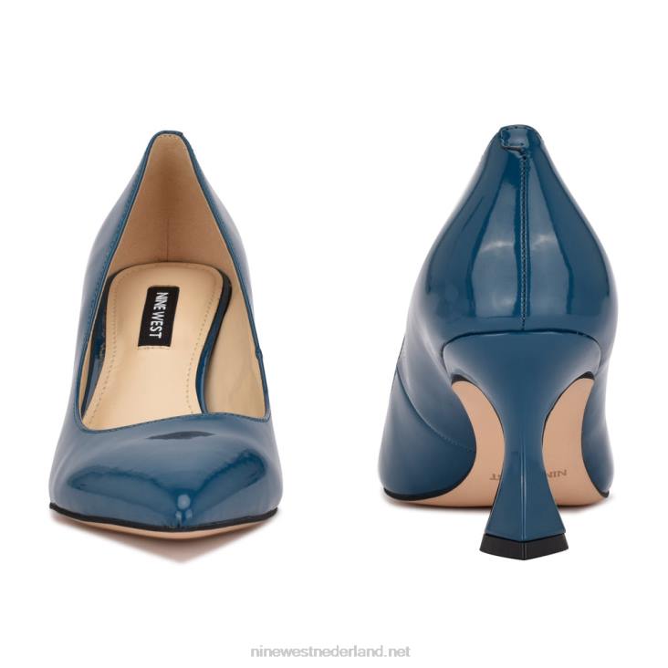 werken in pumps met puntige neus Nine West 62LB954 blauwgroen patent