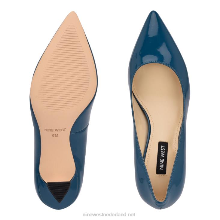 werken in pumps met puntige neus Nine West 62LB954 blauwgroen patent