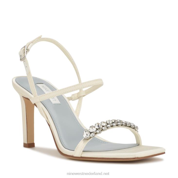 oreece slingback sandalen met hak Nine West 62LB161 ivoor satijn kristal
