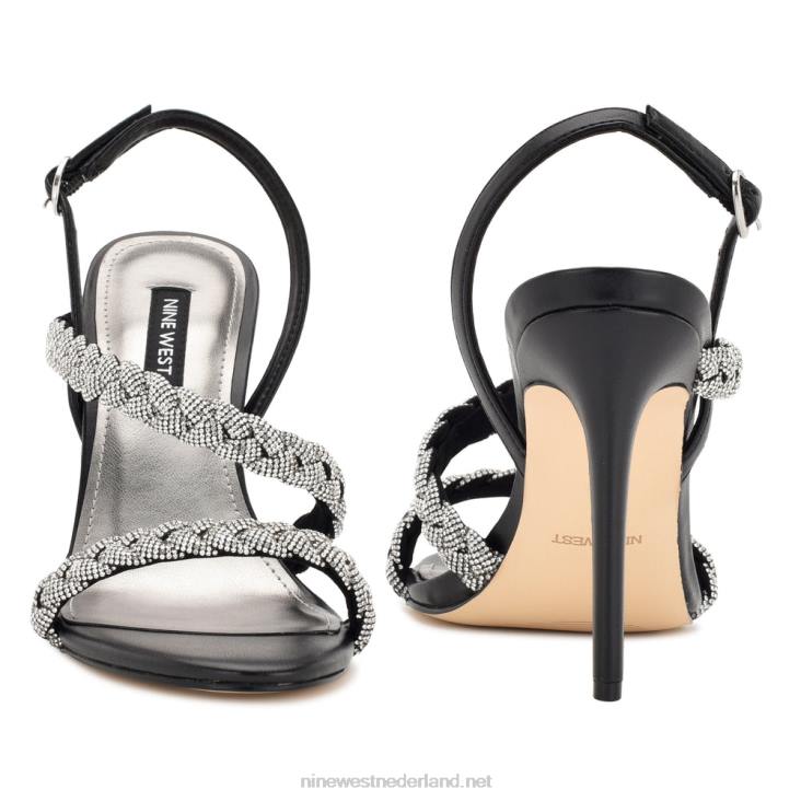 tiff slingback sandalen met hak Nine West 62LB1819 zwart kristal