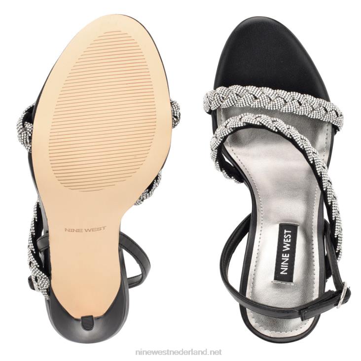 tiff slingback sandalen met hak Nine West 62LB394 zwart kristal