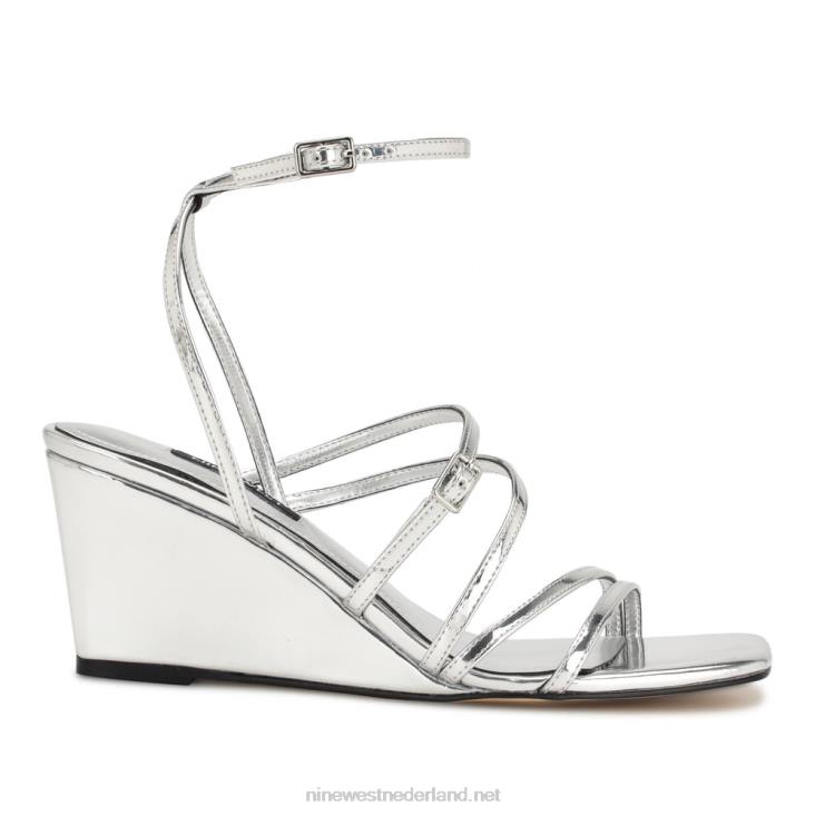 Keamer sleehak sandalen met enkelbandje Nine West 62LB1128 zilver spiegel metallic