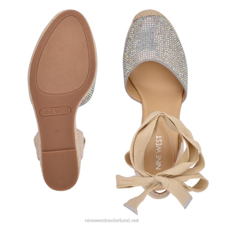 espadrillesandalen met sleehak en enkelband van friend Nine West 62LB796 grijs glanzend suède