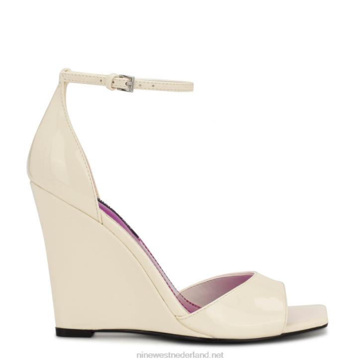 hallena sandalen met sleehak Nine West 62LB1719 chique crème patent