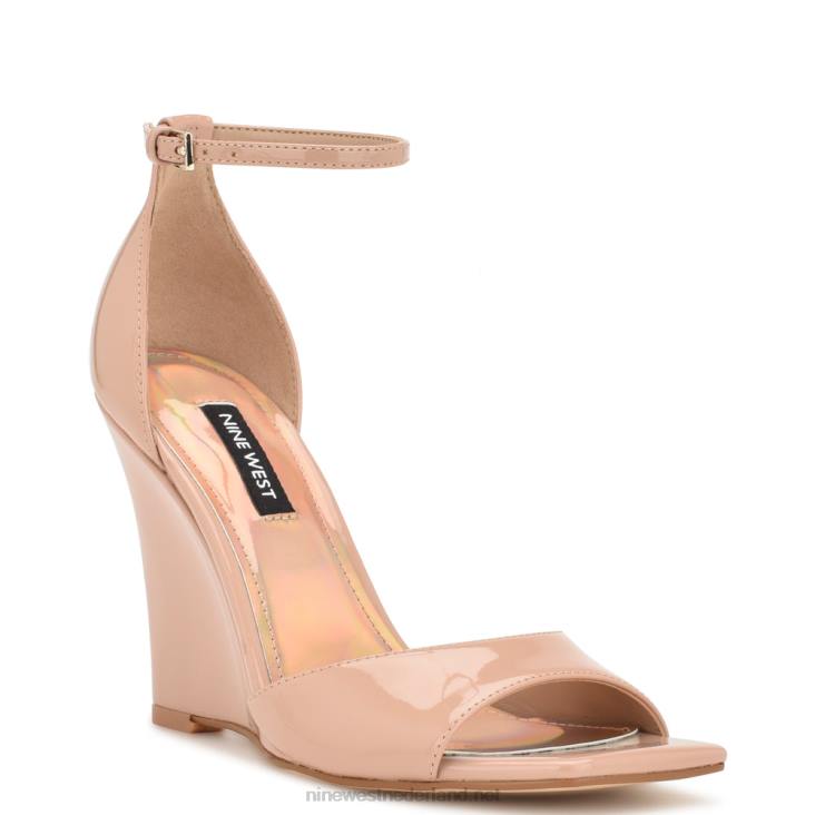 hallena sandalen met sleehak Nine West 62LB744 licht natuurlijk patent