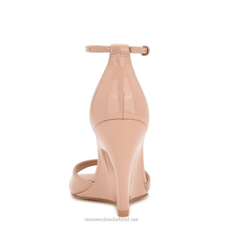 hallena sandalen met sleehak Nine West 62LB744 licht natuurlijk patent