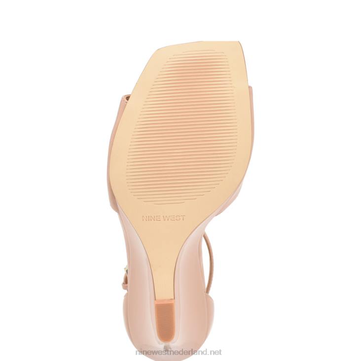 hallena sandalen met sleehak Nine West 62LB744 licht natuurlijk patent