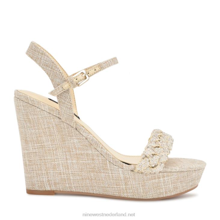 halora sandalen met sleehak Nine West 62LB759 licht natuurlijk