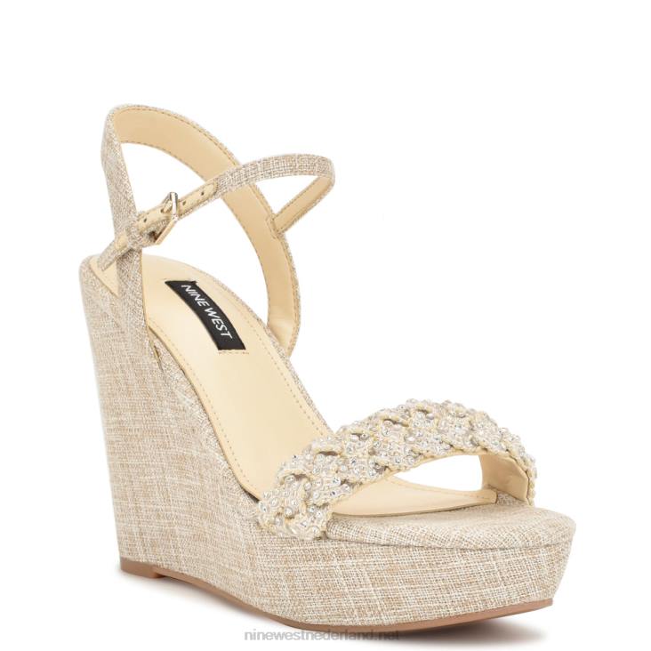 halora sandalen met sleehak Nine West 62LB759 licht natuurlijk