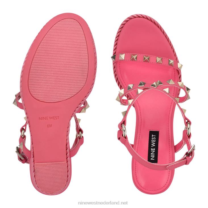 harte espadrille sandalen met studs en sleehak Nine West 62LB784 wauw roze