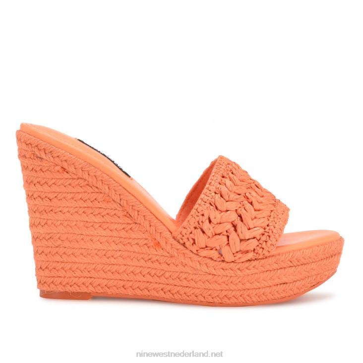holand espadrillesandalen met sleehak Nine West 62LB661 oranje