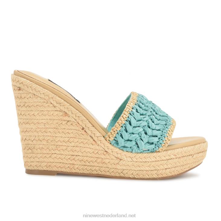 holand espadrillesandalen met sleehak Nine West 62LB663 aquablauw