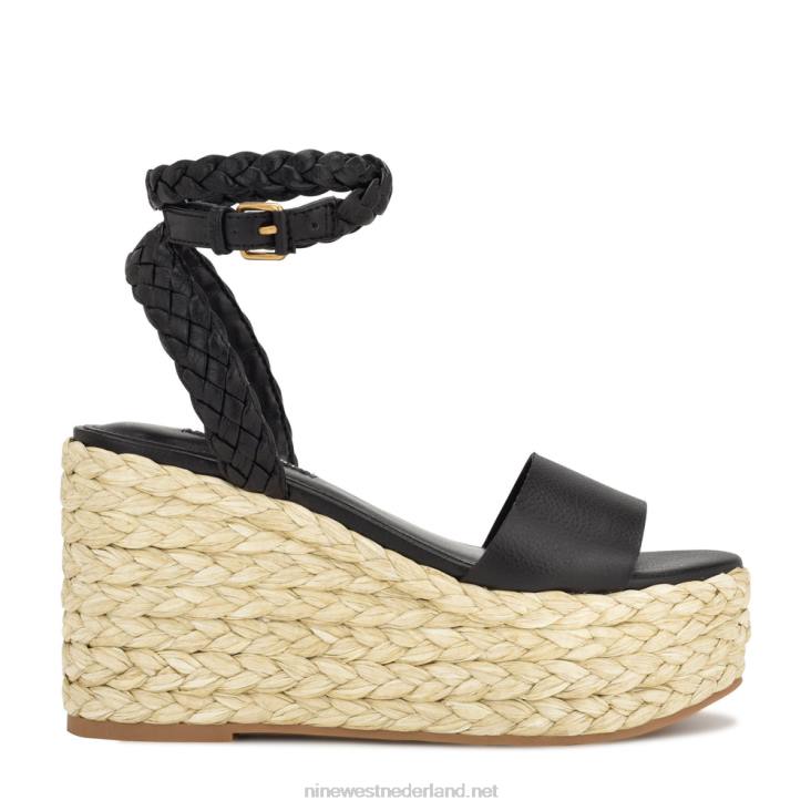 keily espadrillesandalen met sleehak Nine West 62LB754 zwart