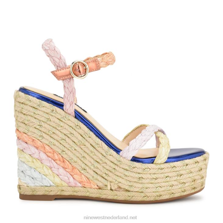 liefkozing espadrille sandalen met sleehak Nine West 62LB760 meerdere raffia