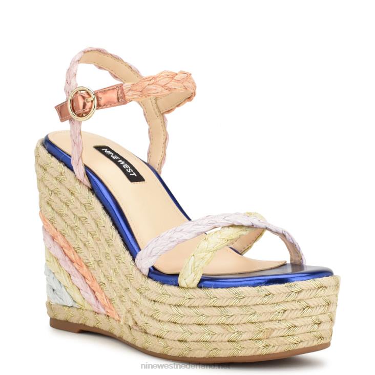 liefkozing espadrille sandalen met sleehak Nine West 62LB760 meerdere raffia
