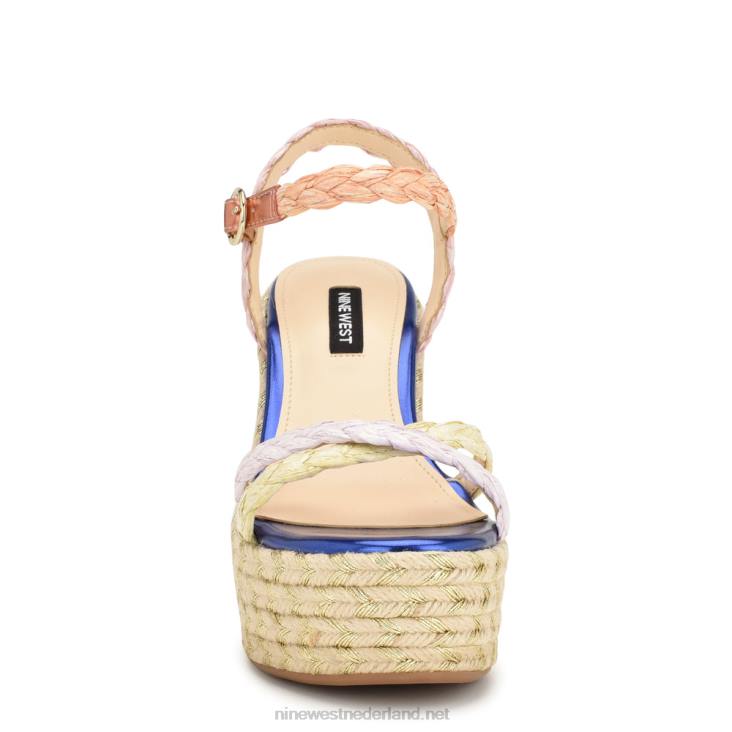 liefkozing espadrille sandalen met sleehak Nine West 62LB760 meerdere raffia