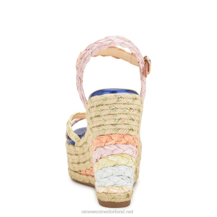 liefkozing espadrille sandalen met sleehak Nine West 62LB760 meerdere raffia