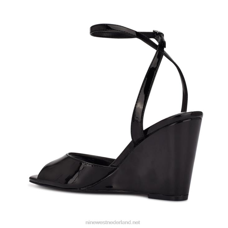 nevr sandalen met sleehak en enkelbandje Nine West 62LB789 zwart