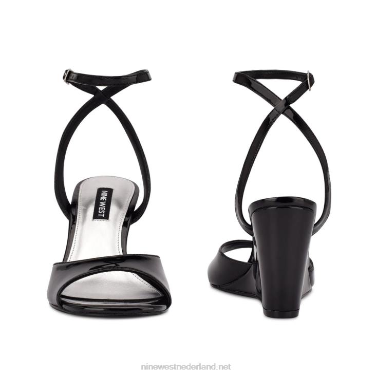 nevr sandalen met sleehak en enkelbandje Nine West 62LB789 zwart