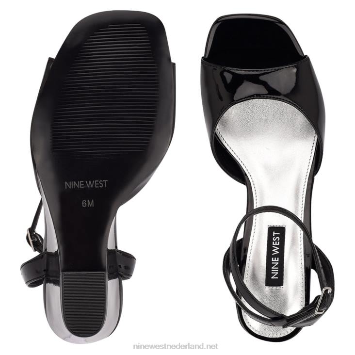 nevr sandalen met sleehak en enkelbandje Nine West 62LB789 zwart