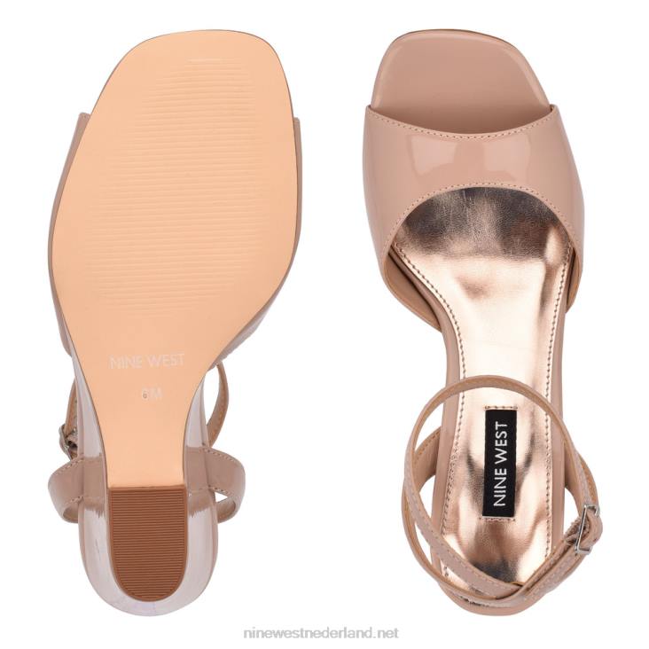 nevr sandalen met sleehak en enkelbandje Nine West 62LB790 amper naakt