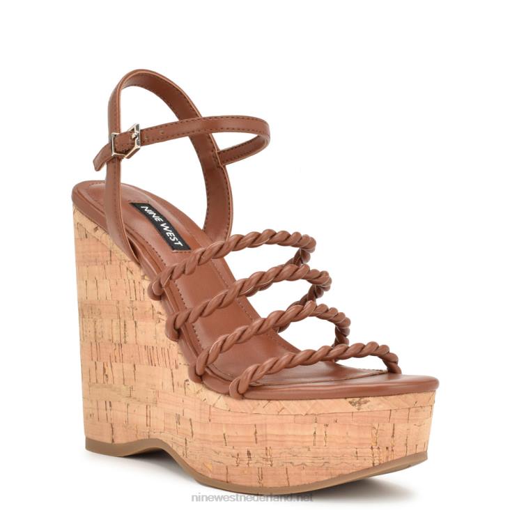 renest sandalen met sleehak en enkelbandje Nine West 62LB761 bruin