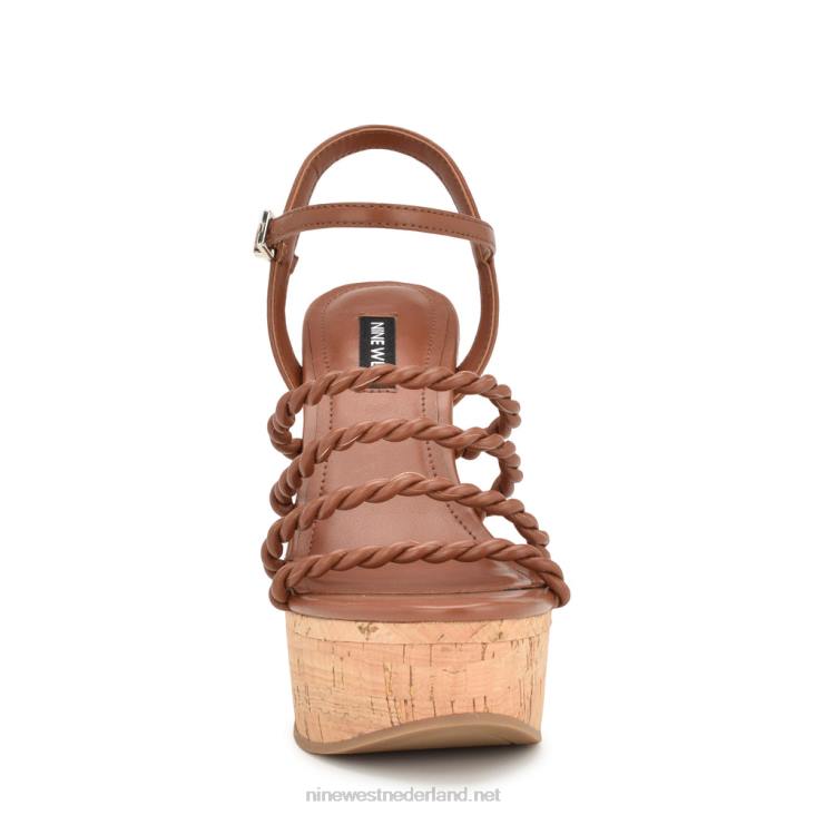 renest sandalen met sleehak en enkelbandje Nine West 62LB761 bruin