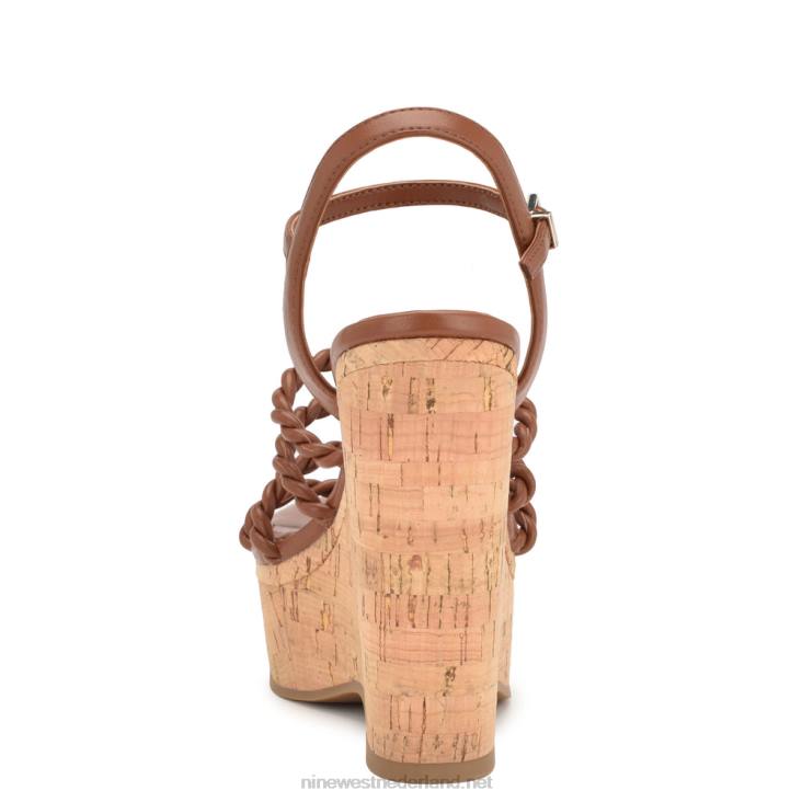 renest sandalen met sleehak en enkelbandje Nine West 62LB761 bruin