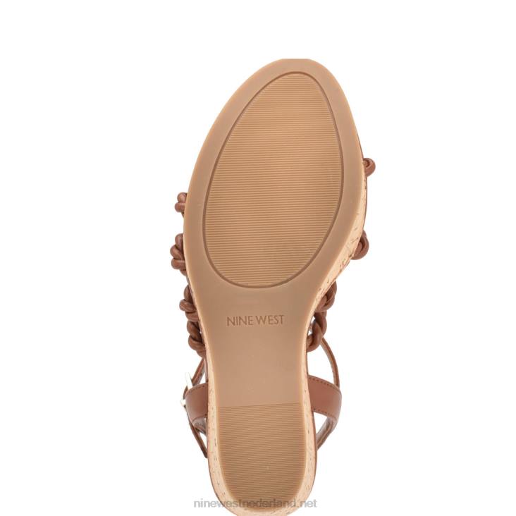 renest sandalen met sleehak en enkelbandje Nine West 62LB761 bruin