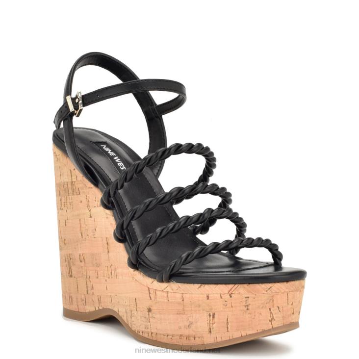 renest sandalen met sleehak en enkelbandje Nine West 62LB762 zwart