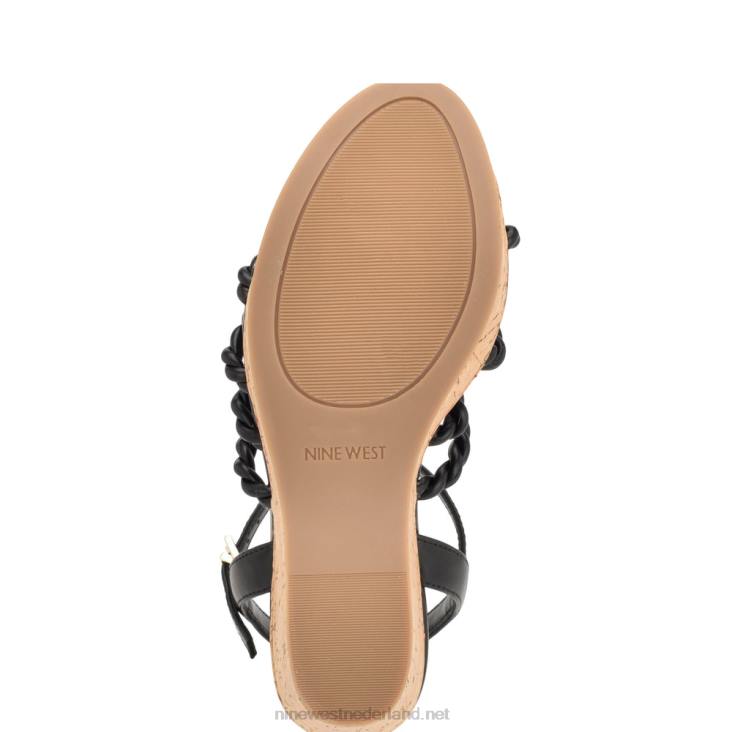 renest sandalen met sleehak en enkelbandje Nine West 62LB762 zwart