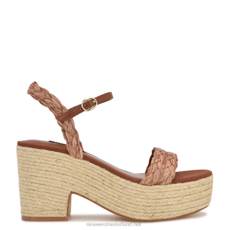 rivva espadrillesandalen met hak Nine West 62LB755 bruine raffia