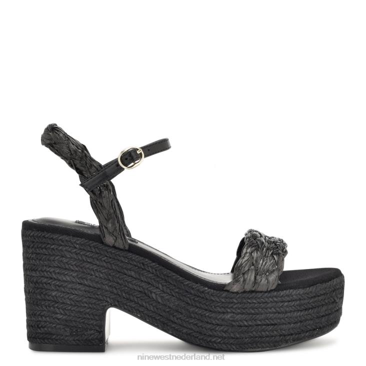 rivva espadrillesandalen met hak Nine West 62LB757 zwarte raffia