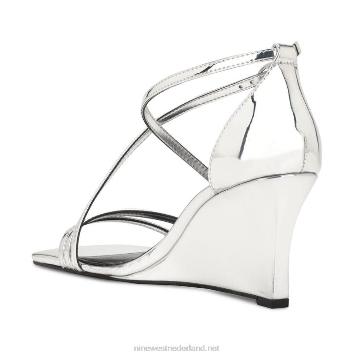 rolga sandalen met sleehak Nine West 62LB770 zilver spiegel metallic