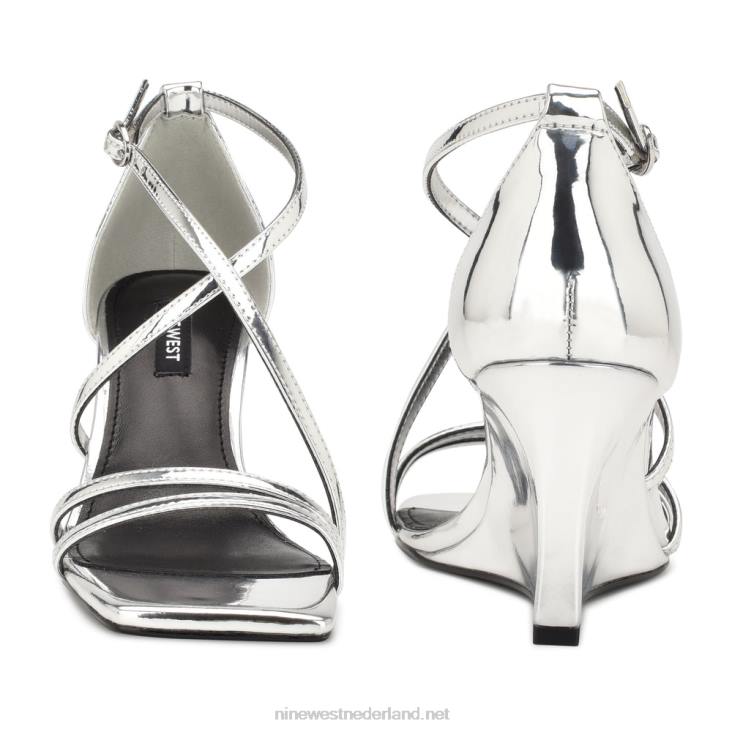 rolga sandalen met sleehak Nine West 62LB770 zilver spiegel metallic