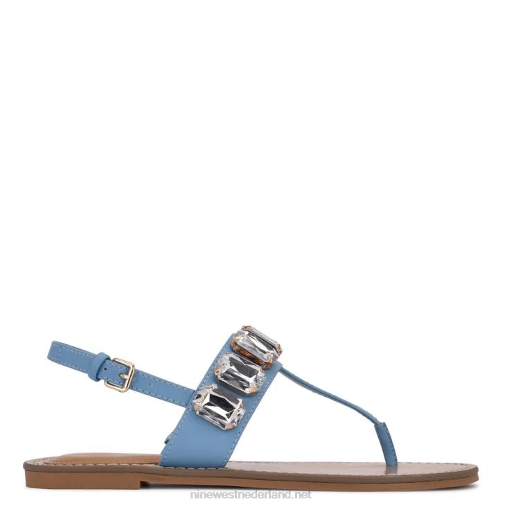 koraalkleurige platte sandalen Nine West 62LB1010 blauwe munt