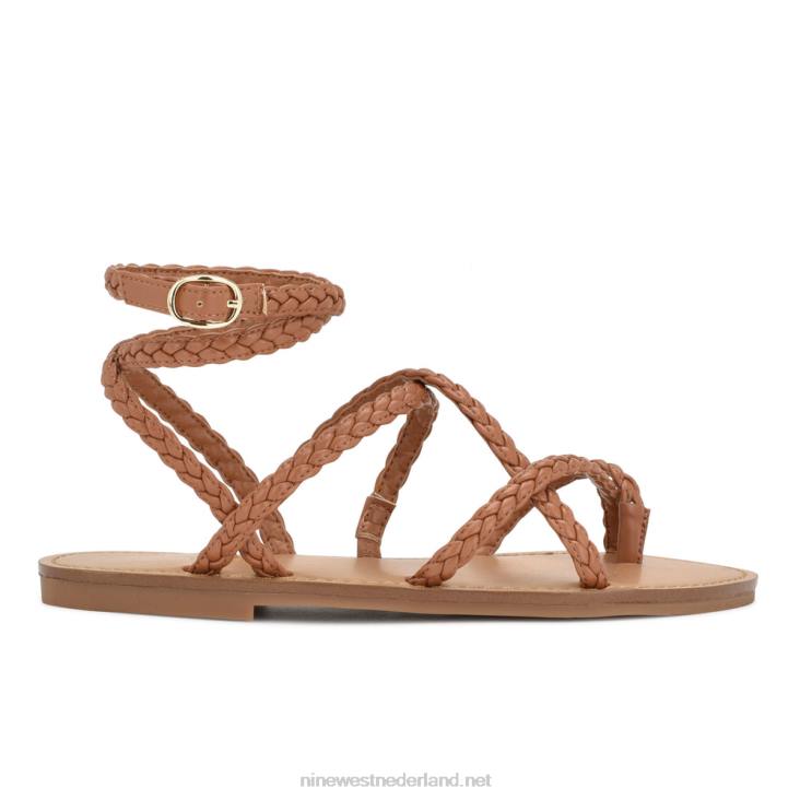 Coralin enkel wrap platte sandalen Nine West 62LB11 natuurlijk geweven