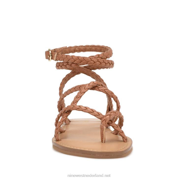 Coralin enkel wrap platte sandalen Nine West 62LB11 natuurlijk geweven