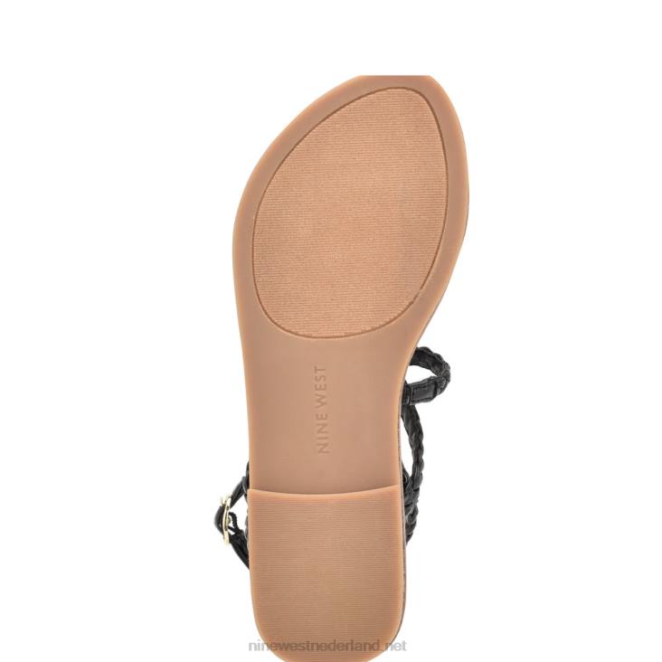 Coralin enkel wrap platte sandalen Nine West 62LB12 zwart geweven