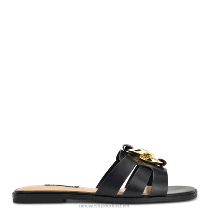 Ganlee sandalen met platte slede Nine West 62LB56 zwart