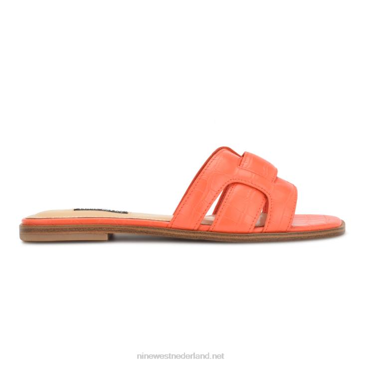 Germani sandalen met platte slede Nine West 62LB29 oranje krokodil
