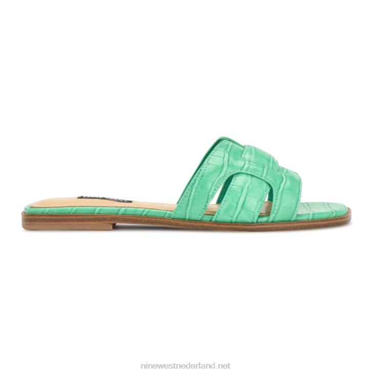 Germani sandalen met platte slede Nine West 62LB31 groene krokodil
