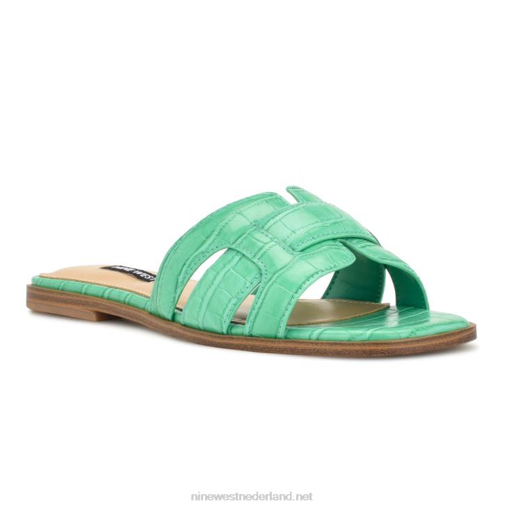 Germani sandalen met platte slede Nine West 62LB31 groene krokodil
