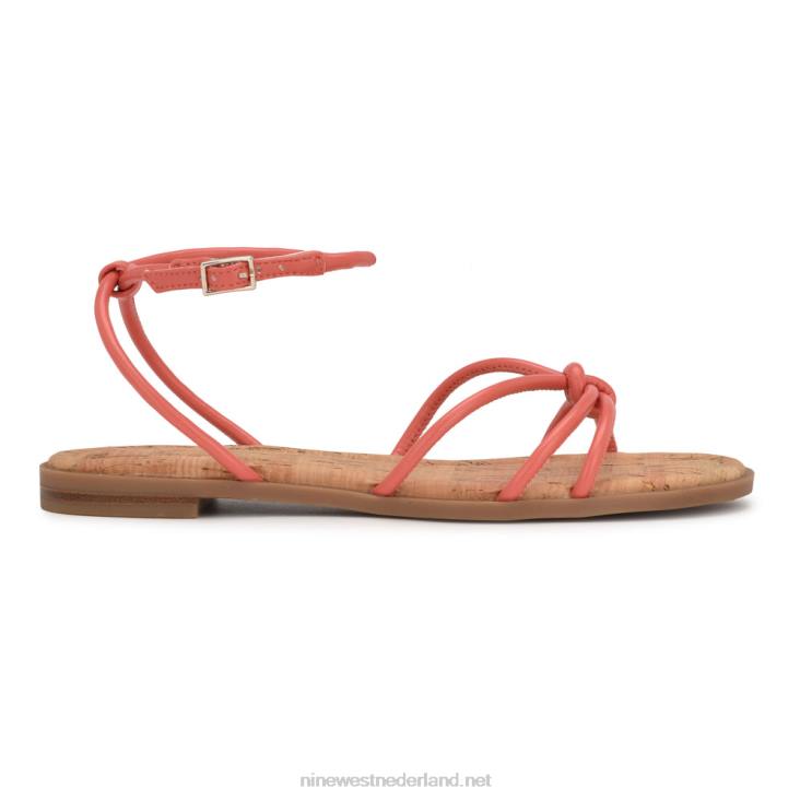 Hanklee platte sandalen met enkelbandje Nine West 62LB1071 koraal