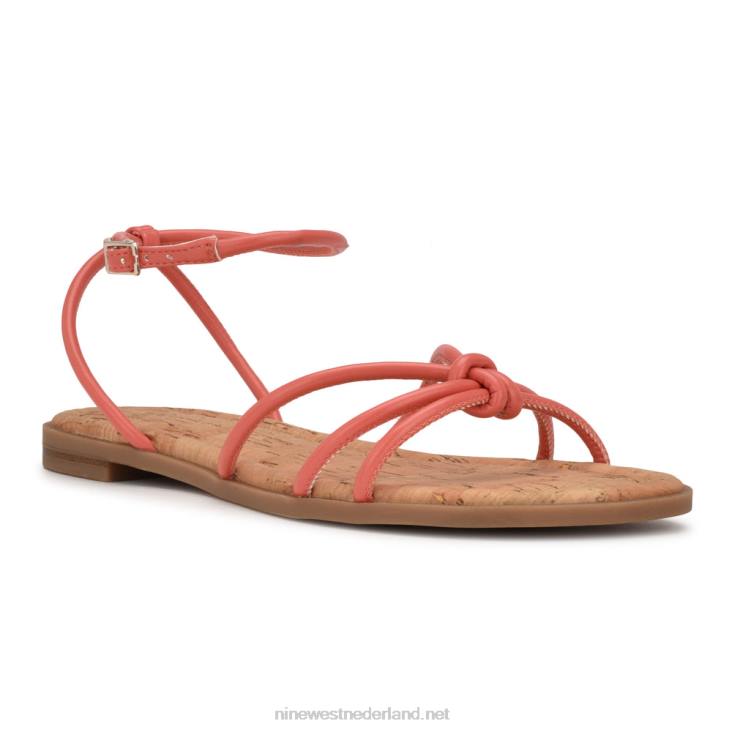 Hanklee platte sandalen met enkelbandje Nine West 62LB1071 koraal