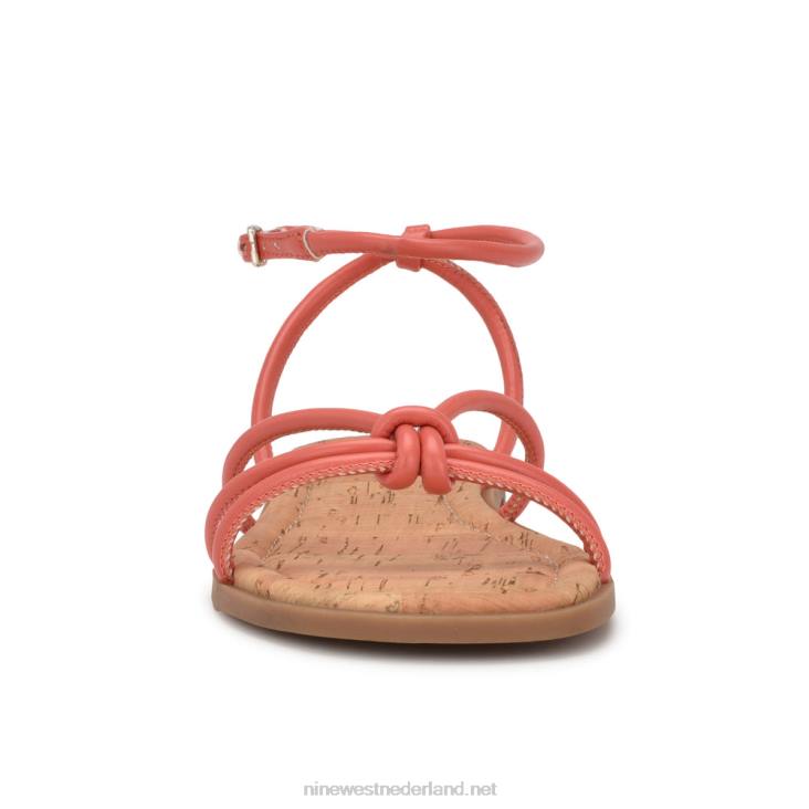 Hanklee platte sandalen met enkelbandje Nine West 62LB1071 koraal