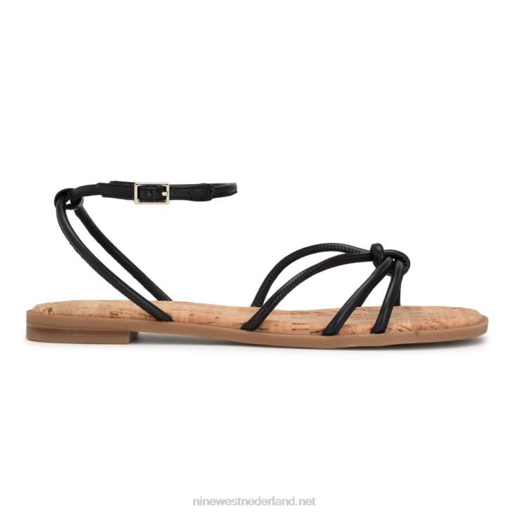Hanklee platte sandalen met enkelbandje Nine West 62LB1072 zwart