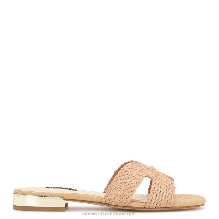 Irenie sandalen met platte slede Nine West 62LB62 licht natuurlijk