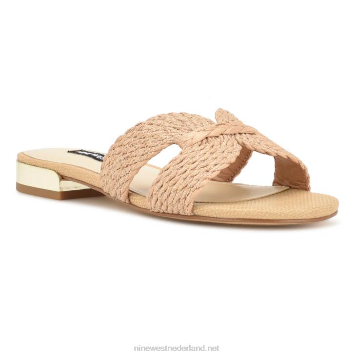 Irenie sandalen met platte slede Nine West 62LB62 licht natuurlijk